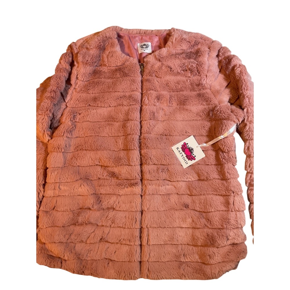 KATYDID Faux‎ Fur Jacket Pink Plush Zip Front Cozy Layer New with Tags M
